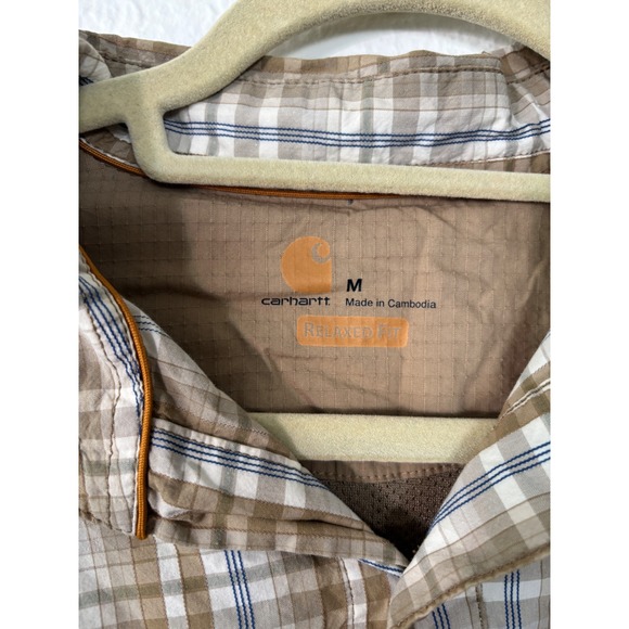 Carhartt Force Mens Vented Plaid Short Sleeve Button Up Shirt Relaxed Fit Size M - Picture 5 of 8